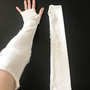 Long Mummy Gloves White Ripped Arm Warmers Zombie Costume Arm Covers Sleeves